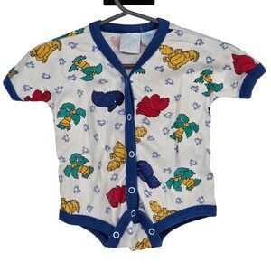 Vintage 90s Little Miracles Baby 6/9 months Dinosaur AOP Bodysuit Snap Closure
